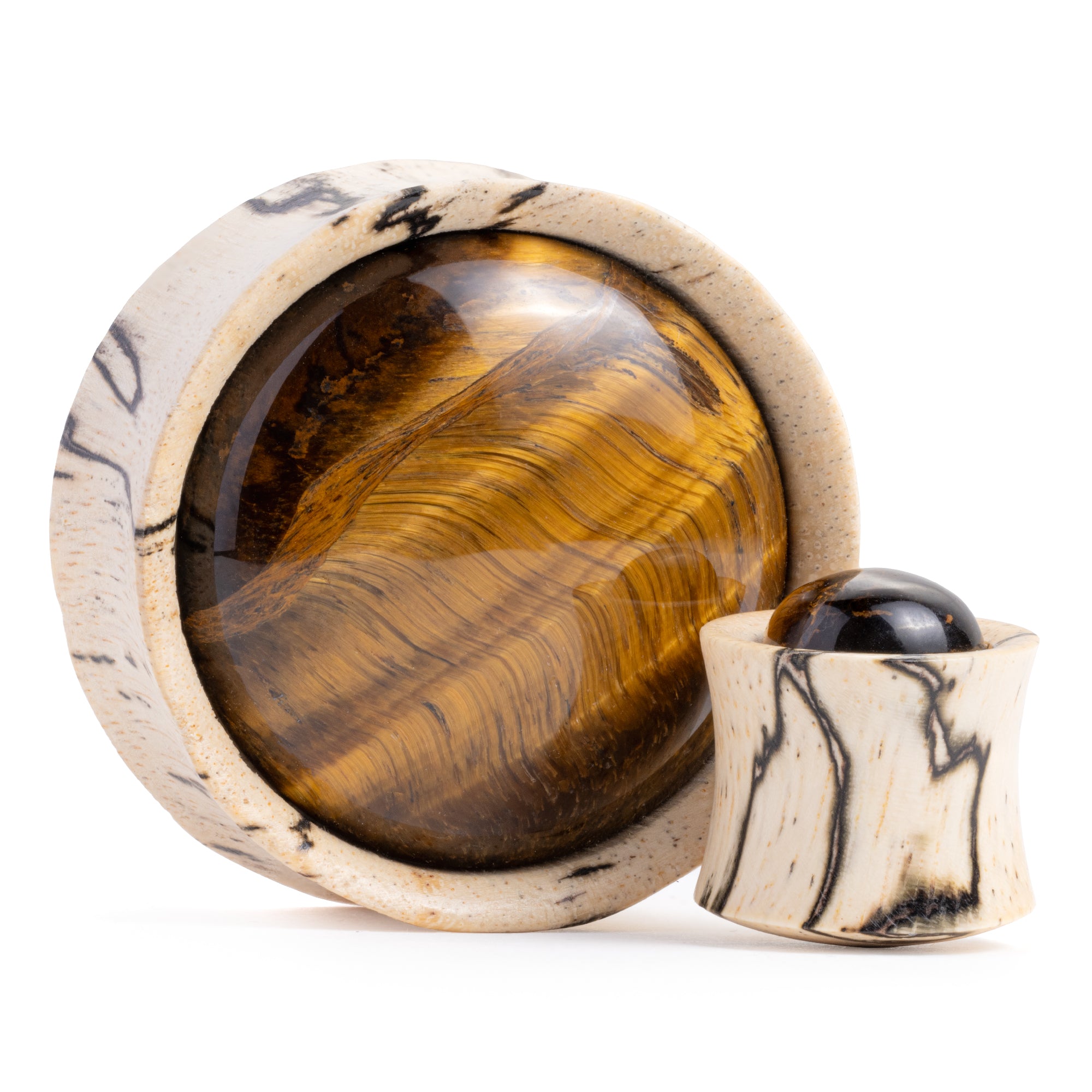 Tiger Eye Stone Inlay Tamarind Wood Plug / Gauge – Custom Plugs