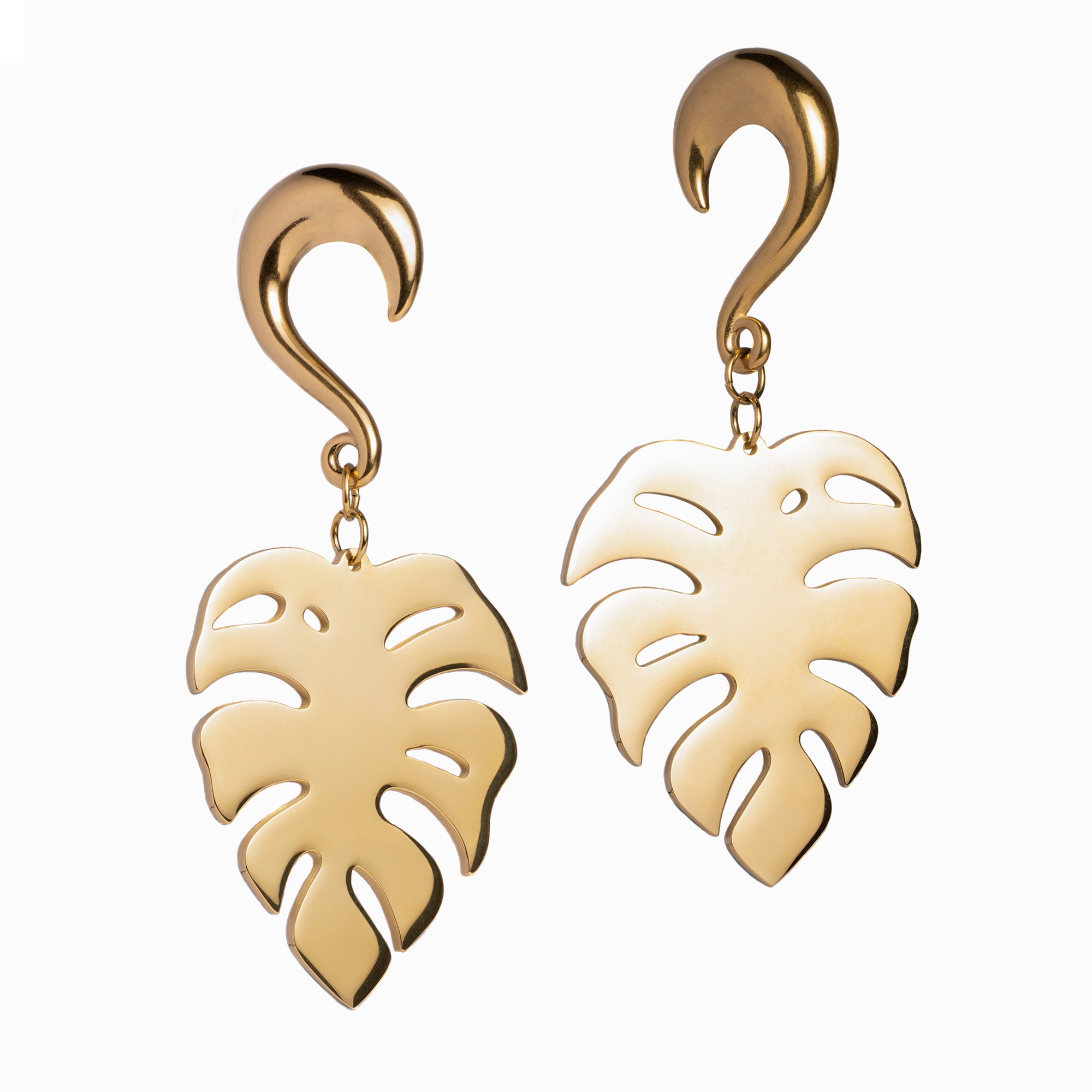 Gold palm leaf on sale earrings