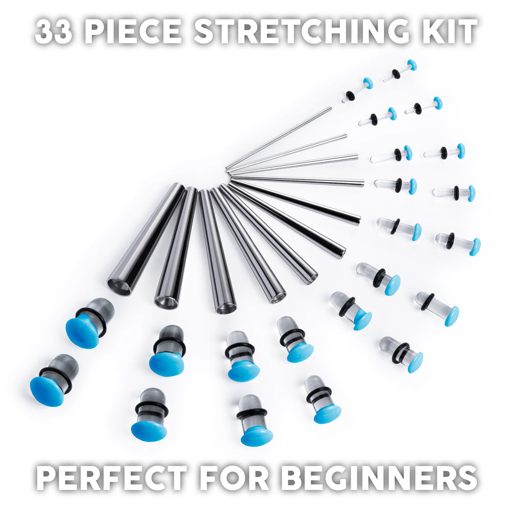 Beginners Ear Stretching Kit for Ears - 33 Piece Pack - Includes Surgi –  Custom Plugs