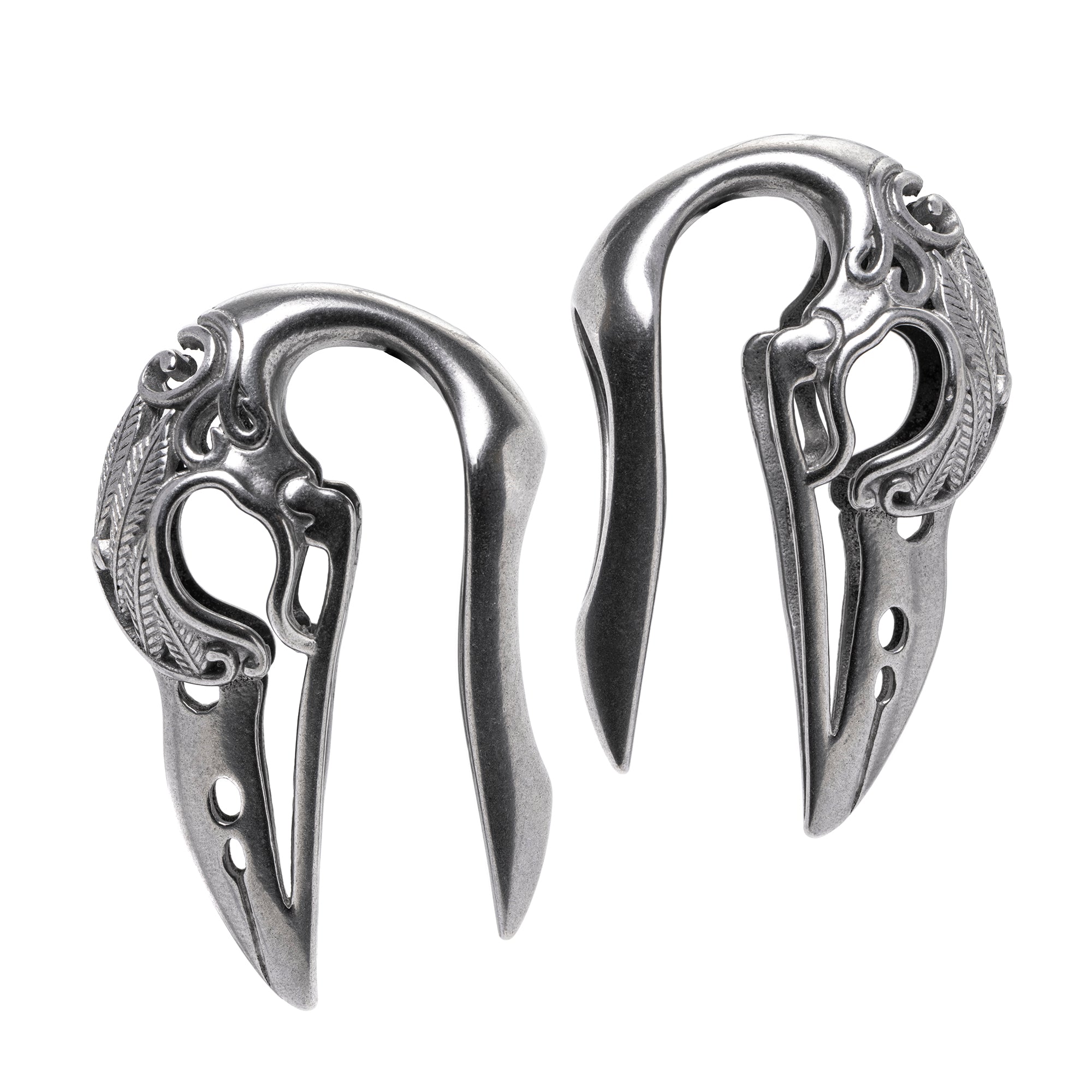 Silver Bird Skull Ear Weights (Pair) – Custom Plugs