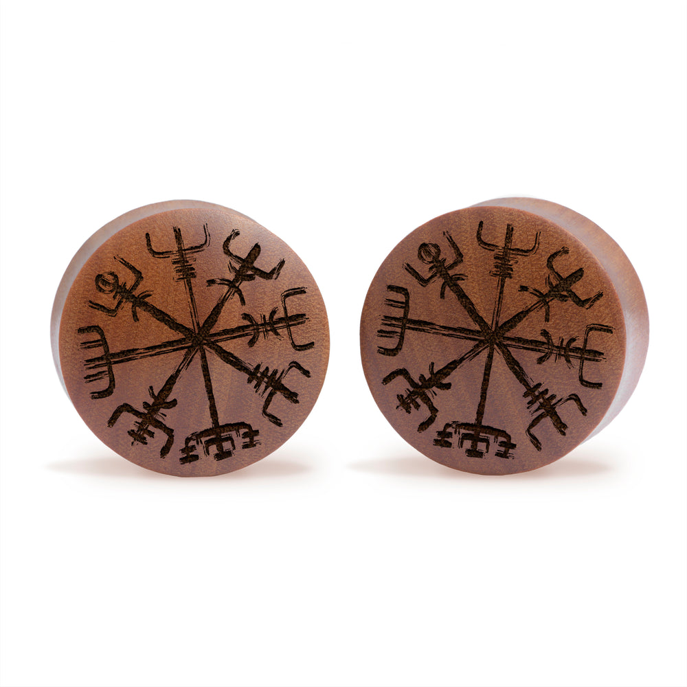 Vegvisir Viking Plug / Gauge - Saba Wood | Convex Double Flare – Custom ...